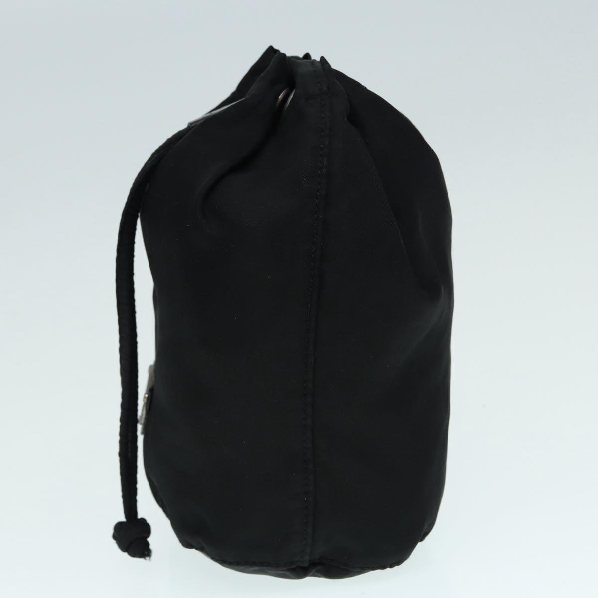 Luxury Prada Drawstring Pouch Nylon Black Silver  hk1552