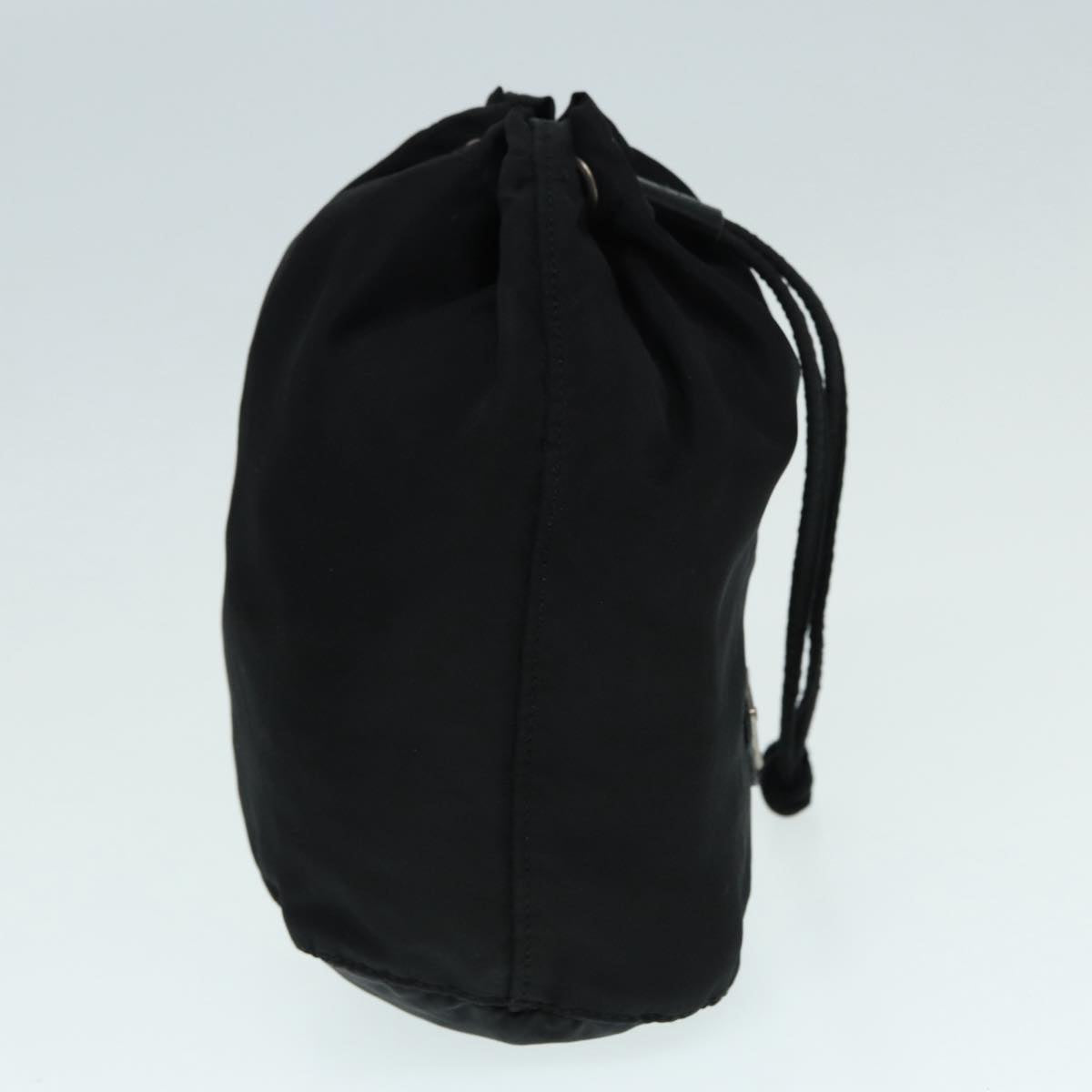 Luxury Prada Drawstring Pouch Nylon Black Silver  hk1552