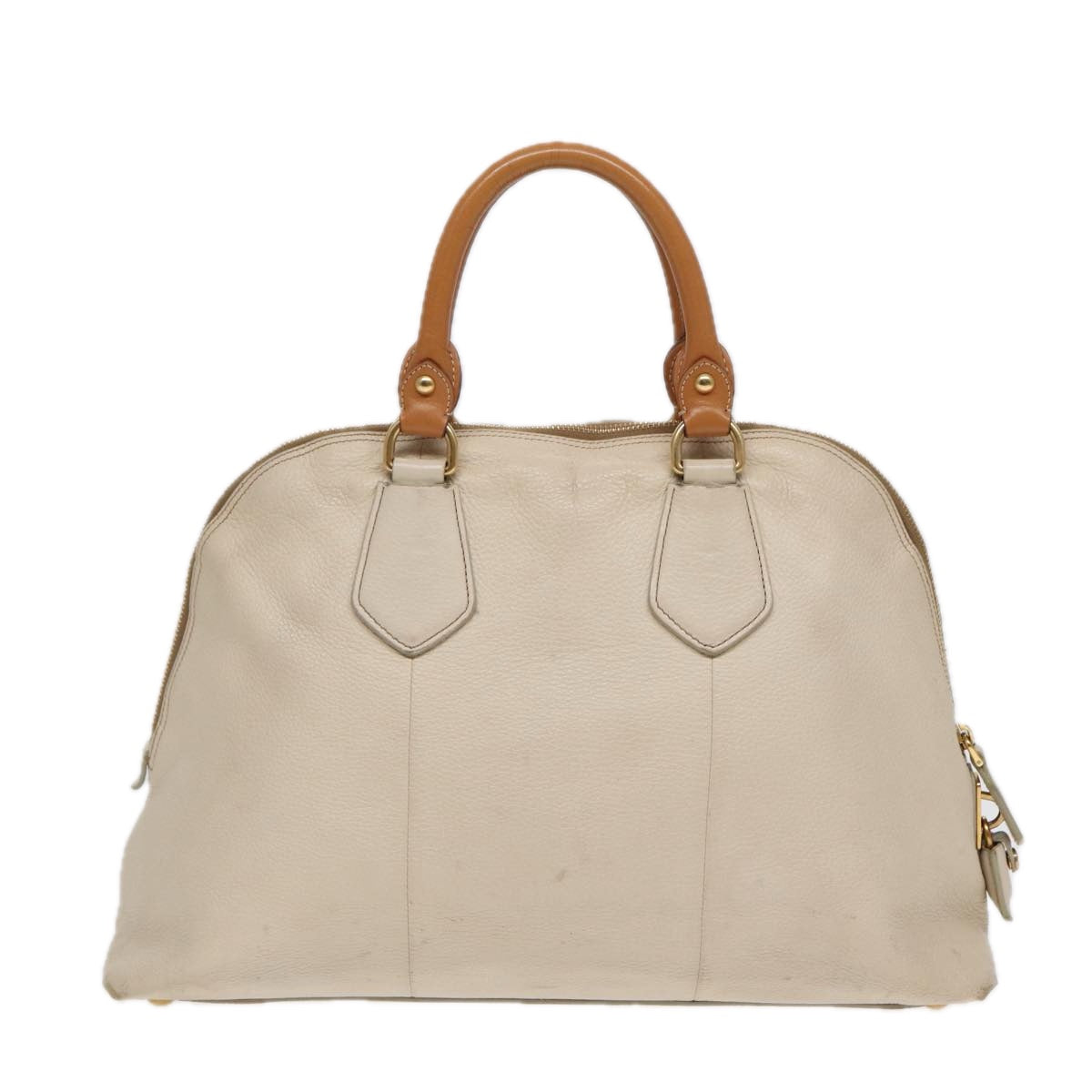 Luxury Prada Hand Bag Leather White Brown gold  hk1562