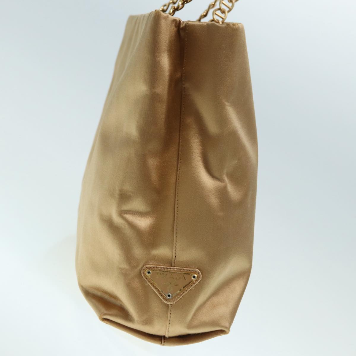 Luxury Prada Chain Hand Bag Satin Brown Gold  hk1635