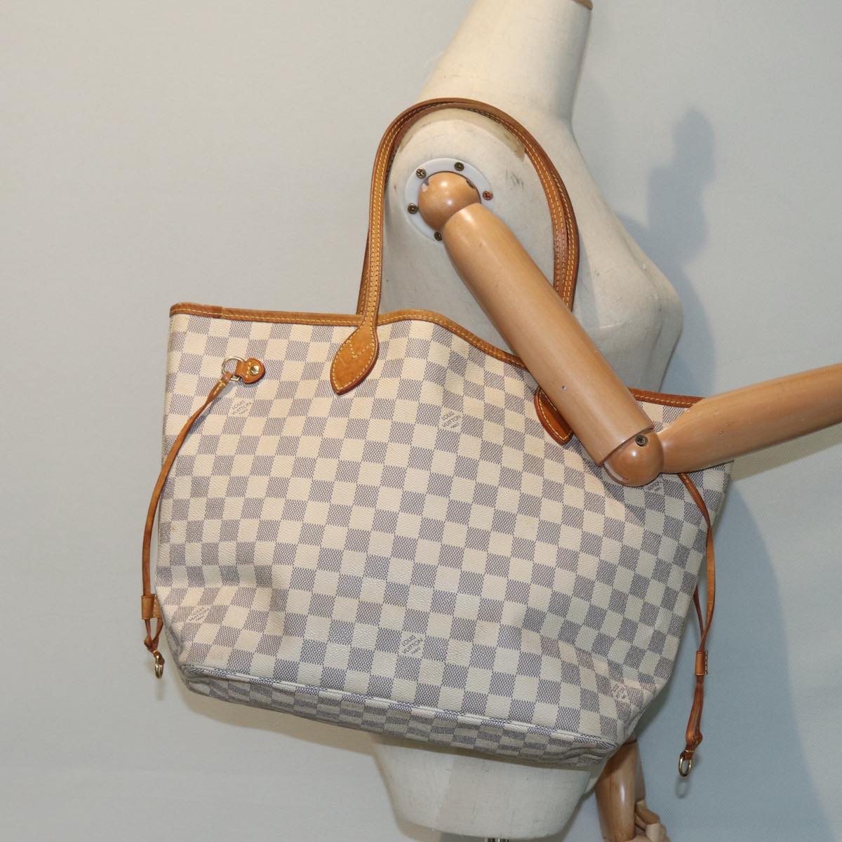 LOUIS VUITTON Damier Azur Neverfull MM Tote Bag N41605 LV hk1644