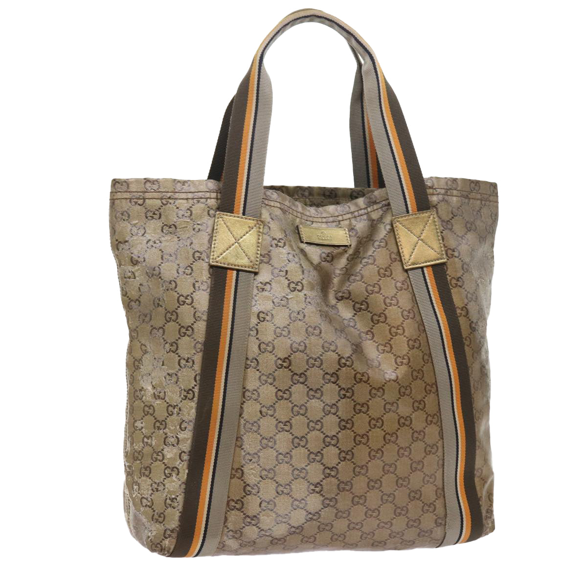 Luxury Gucci GG Crystal Canvas Tote Bag Coated Canvas Gold Tone  hk836