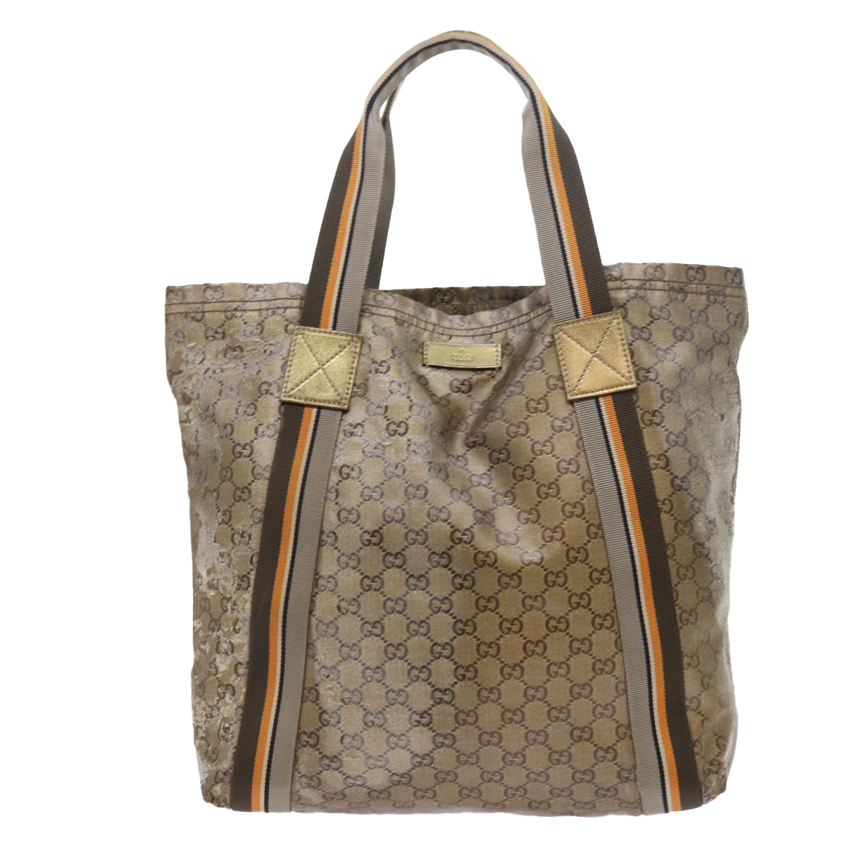 Luxury Gucci GG Crystal Canvas Tote Bag Coated Canvas Gold Tone  hk836