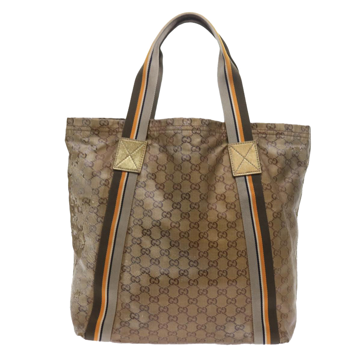 Luxury Gucci GG Crystal Canvas Tote Bag Coated Canvas Gold Tone  hk836