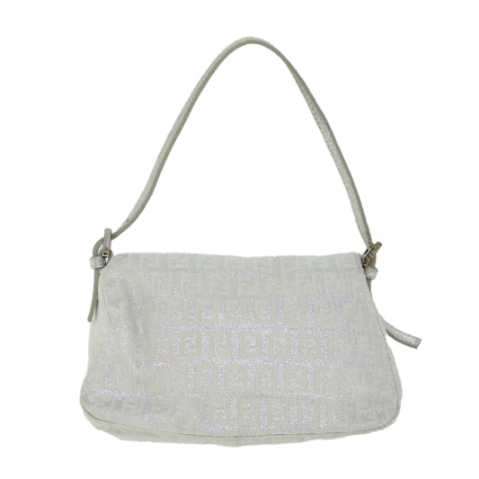 Luxury FendiZucchino Canvas Mamma Baguette Shoulder Bag Silverhk852