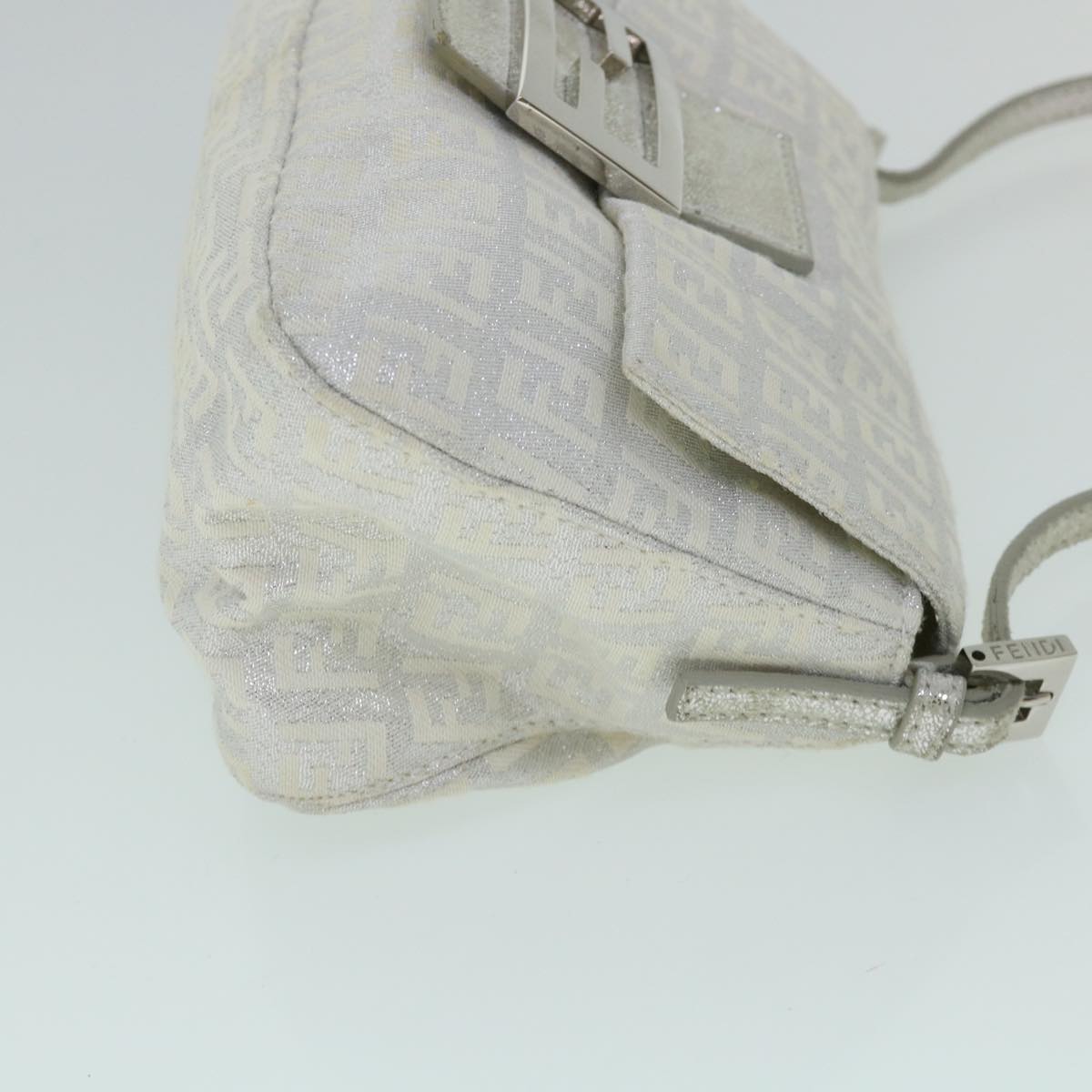 Luxury FendiZucchino Canvas Mamma Baguette Shoulder Bag Silverhk852