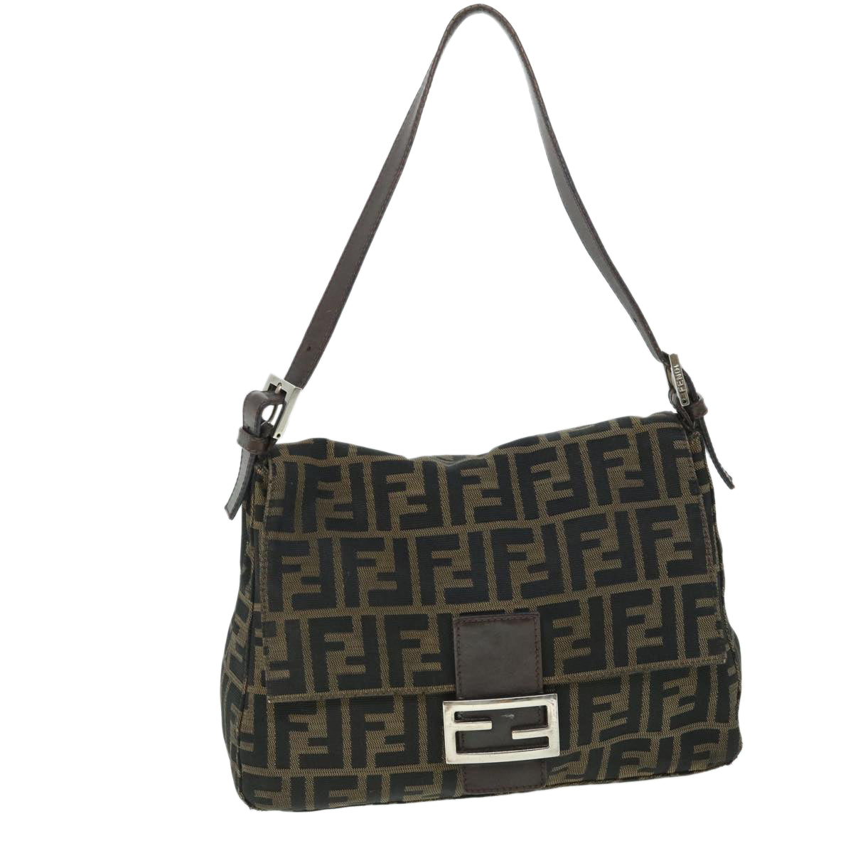Luxury FendiZucca Canvas Mamma Baguette Shoulder Bag Brownhk856