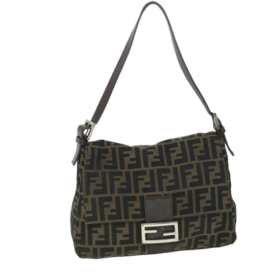 Luxury FendiZucca Canvas Mamma Baguette Shoulder Bag Brownhk856