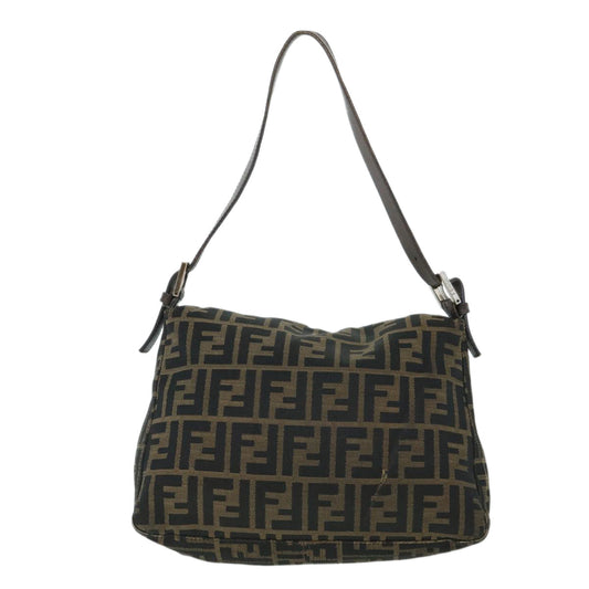 Luxury FendiZucca Canvas Mamma Baguette Shoulder Bag Brownhk856