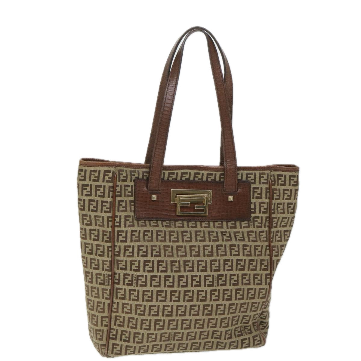 Luxury FendiZucchino Canvas Tote Bag Beigehk887