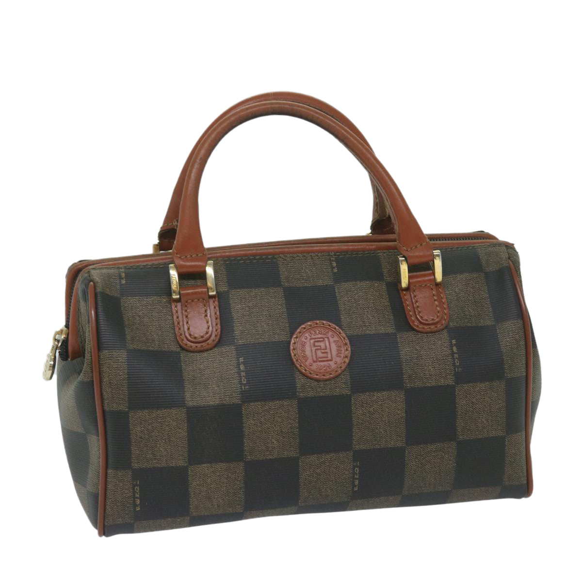 Luxury FendiPecan Canvas Boston Bag Black Brownhk943
