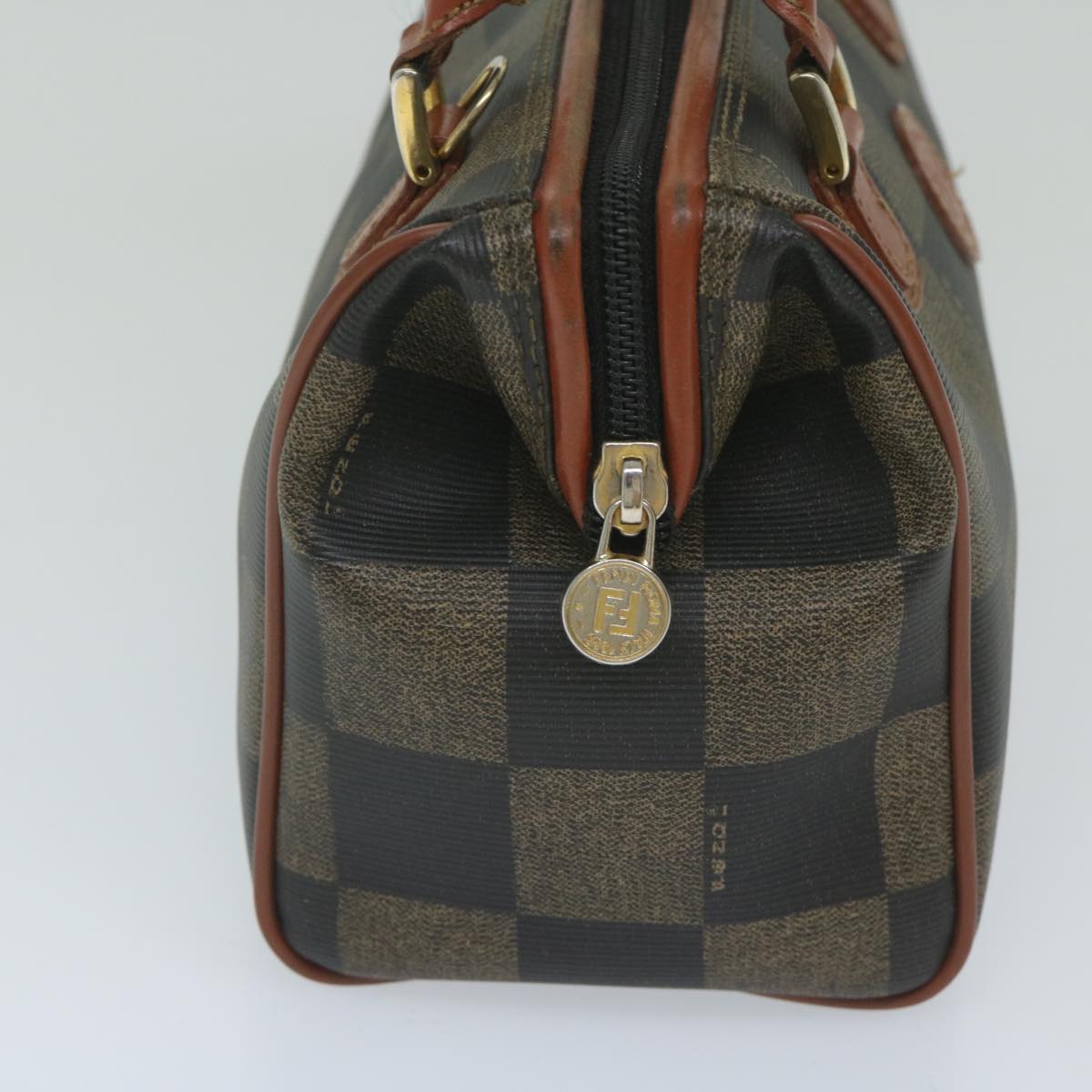 Luxury FendiPecan Canvas Boston Bag Black Brownhk943