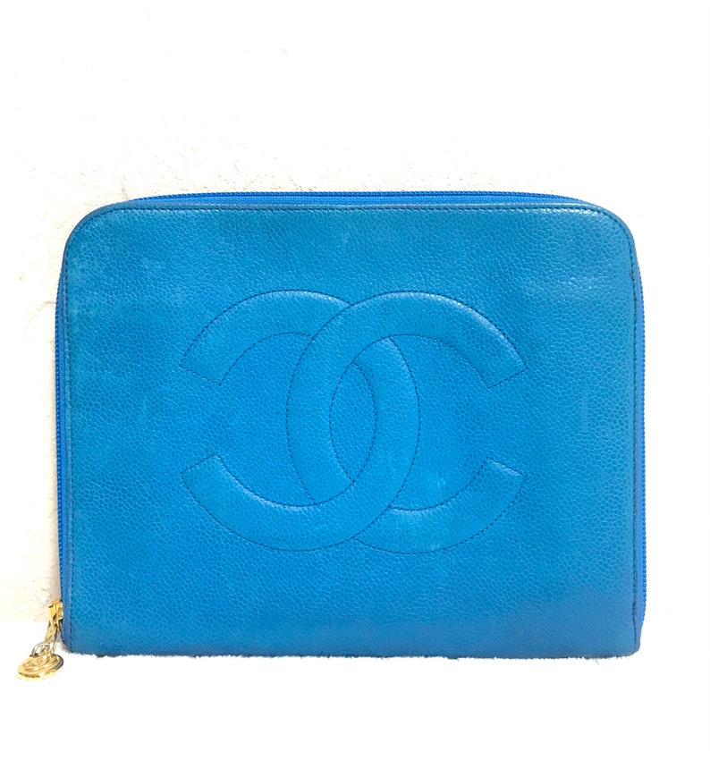 Luxury Chanel Vintage blue caviar clutch bag, iPhone case, large wallet, cosmetic case pouch, mini bag