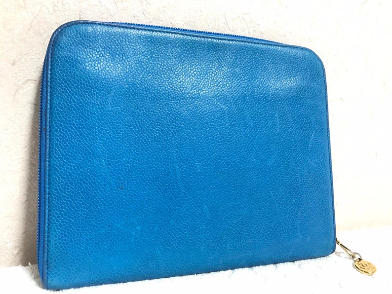 Luxury Chanel Vintage blue caviar clutch bag, iPhone case, large wallet, cosmetic case pouch, mini bag