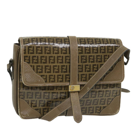 Luxury FendiZucchino Canvas Shoulder Bag Coated Canvas Brownim452