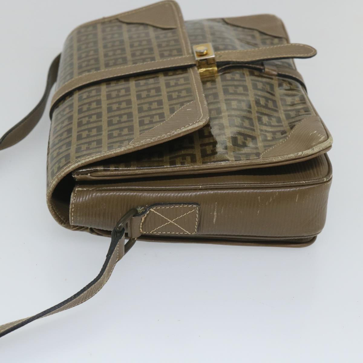 Luxury FendiZucchino Canvas Shoulder Bag Coated Canvas Brownim452