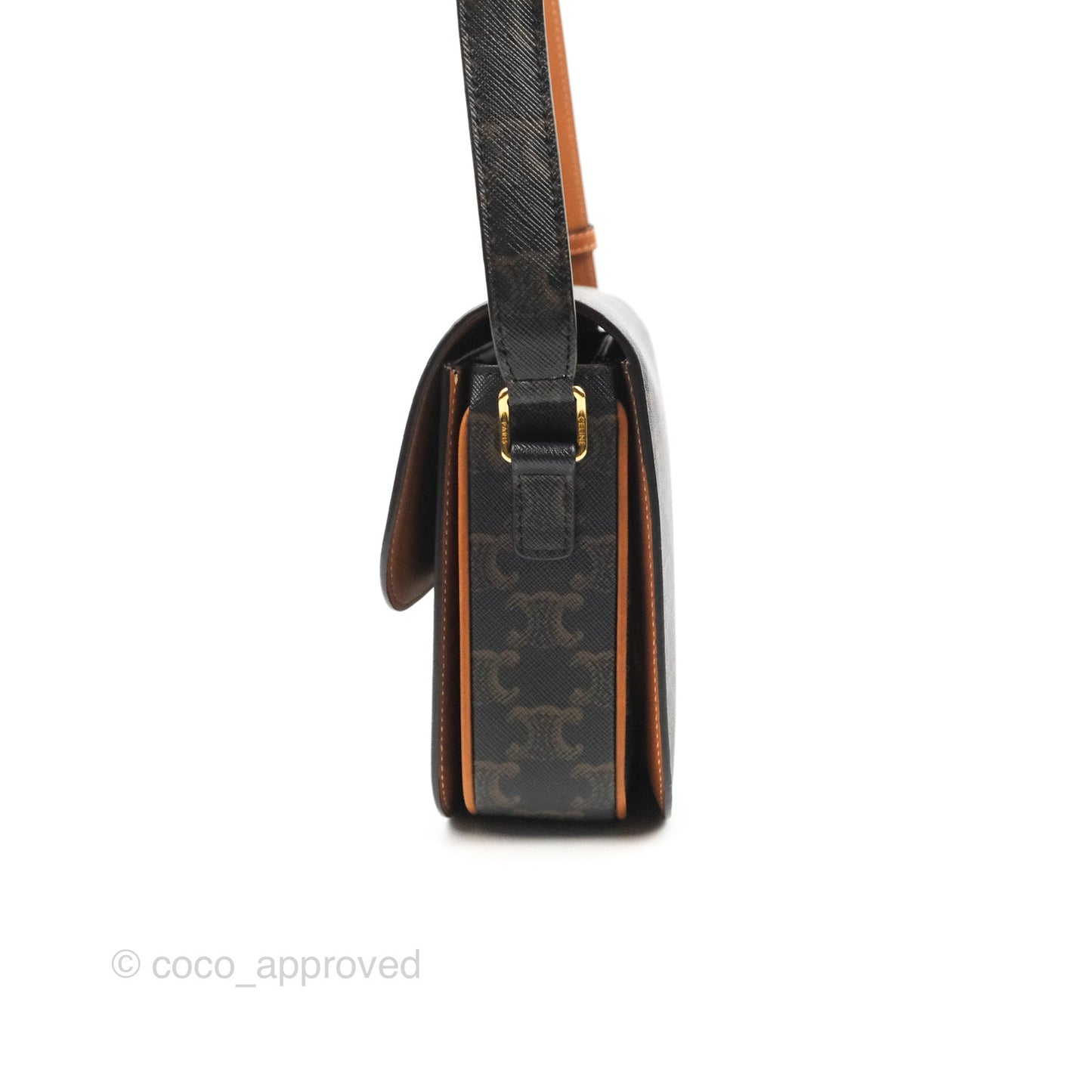 Celine Medium Triomphe Bag Triomphe Canvas Tan Calfskin