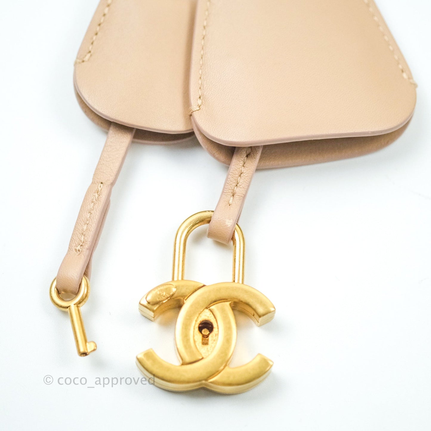 Chanel Quilted Small CC Filigree Vanity Case Beige Beige Caviar