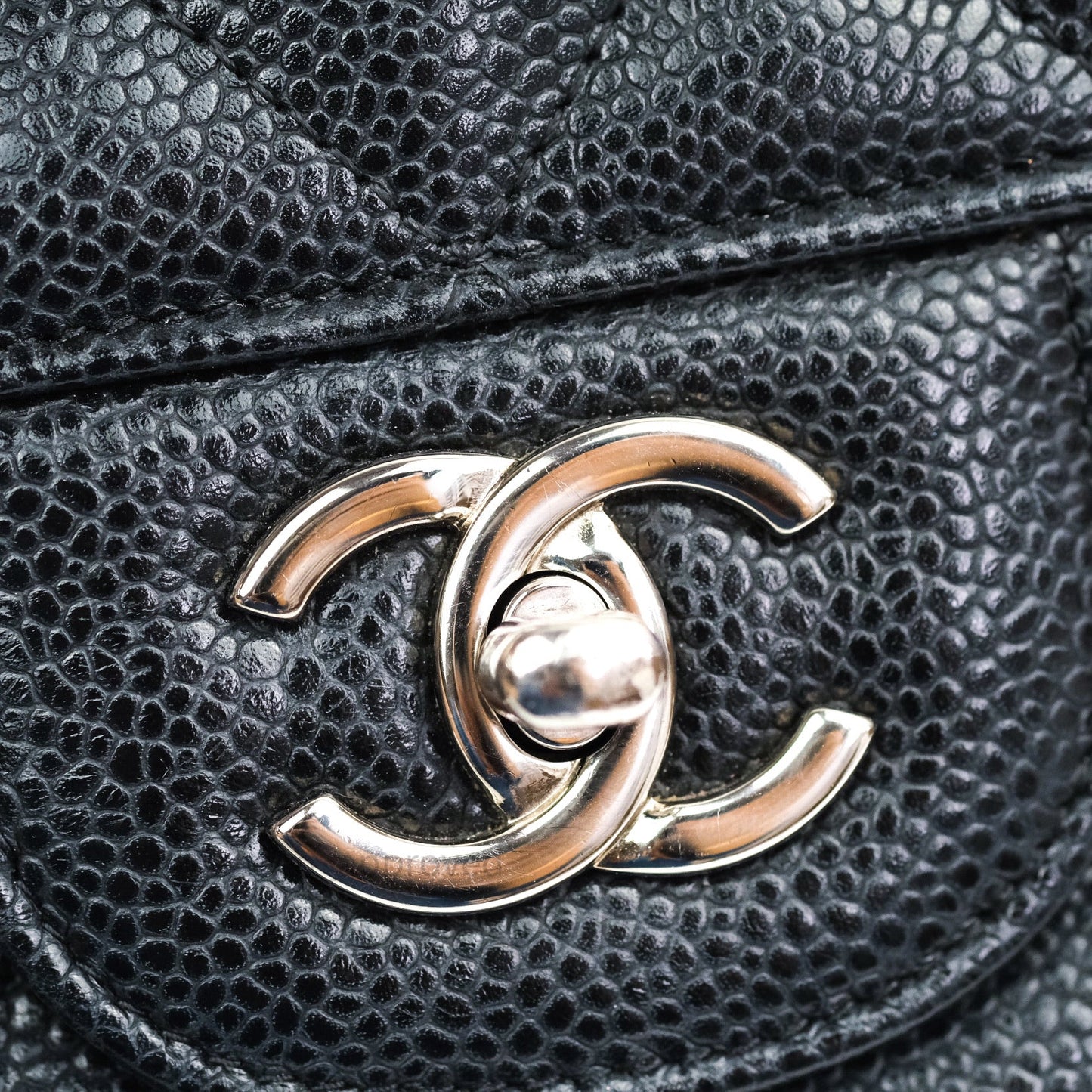 Chanel Caviar Quilted Jumbo Double Flap Black Silver Hardware