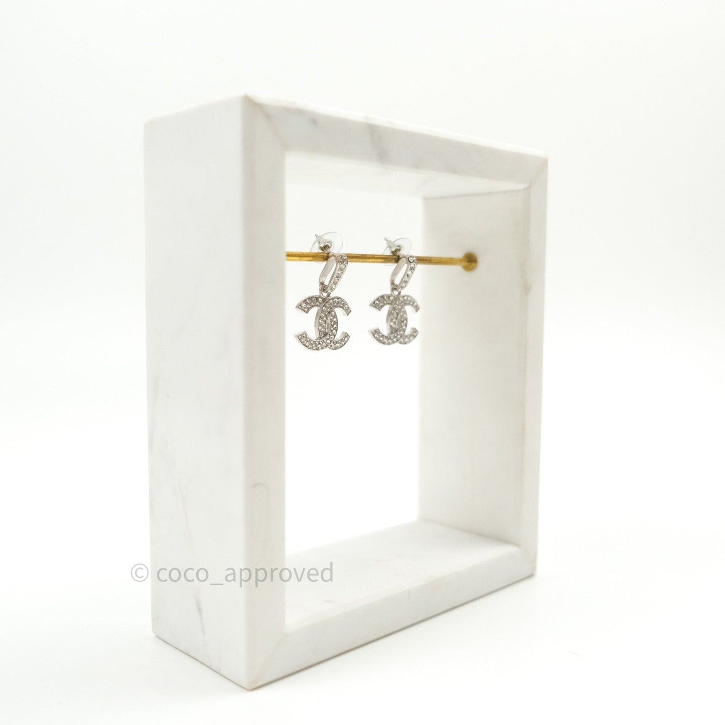 Chanel Crystal Dangling CC Earrings
