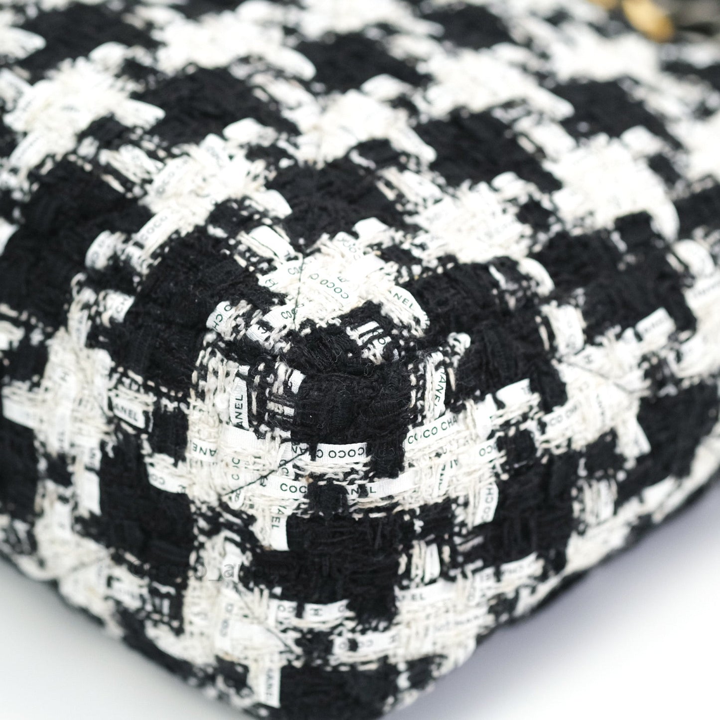 Chanel 19 Medium Tweed White Ribbon Mixed Hardware