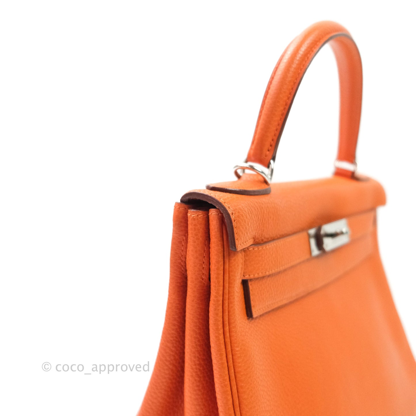 Hermès Kelly 28 Orange Palladium Hardware Togo