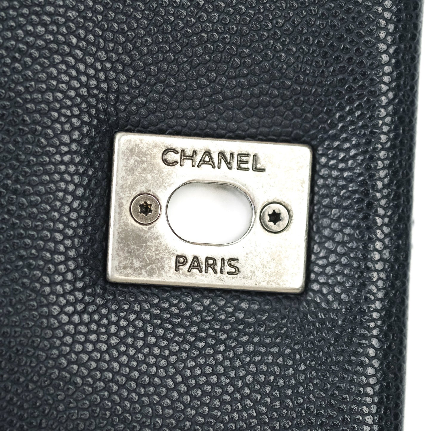Chanel Small Coco Handle Quilted Navy Caviar Lizard Handle Ruthenium Hardware