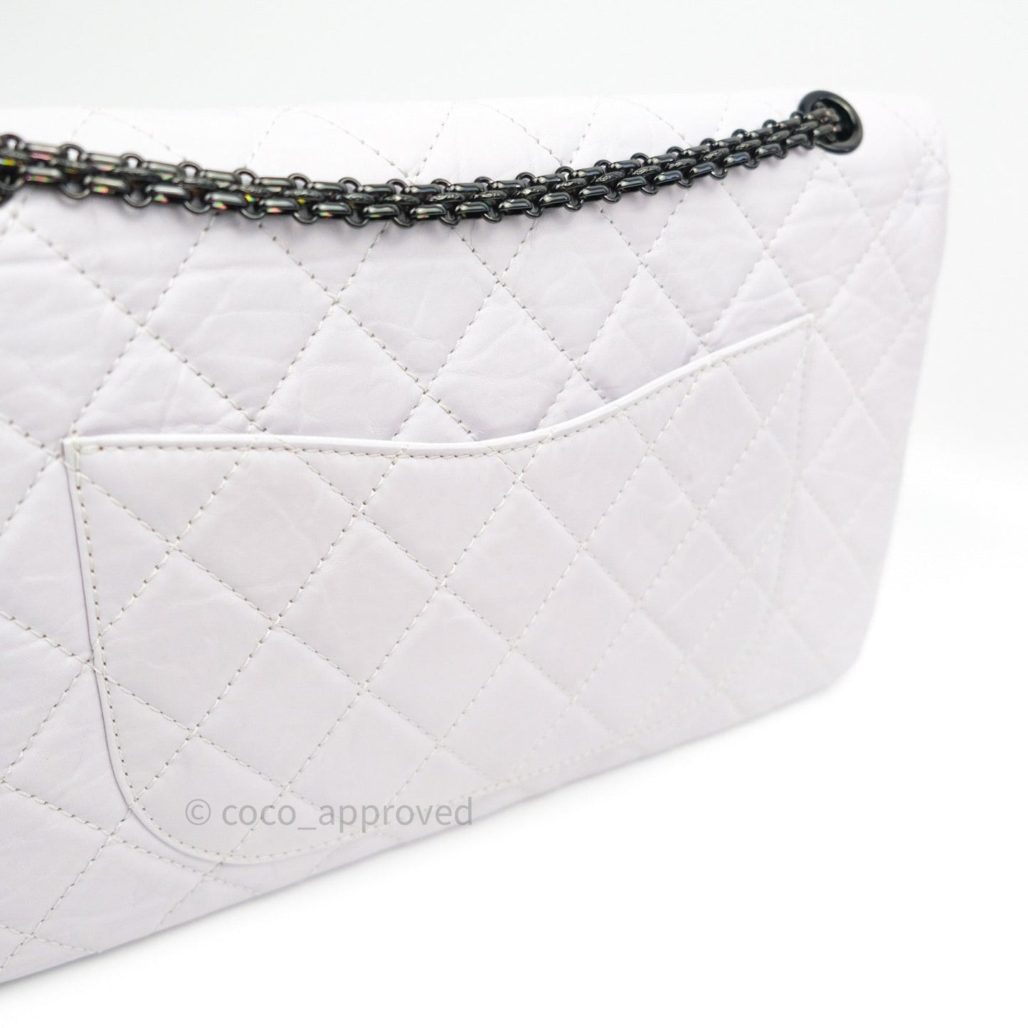 Chanel Reissue Quilted Aged Calfskin White Black Hardware 227