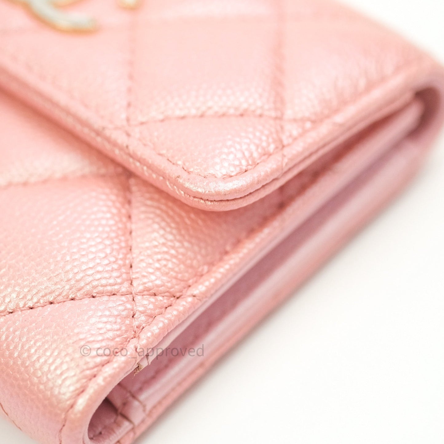 Chanel Classic Small Compact Wallet Iridescent Pink Large CC Hardware