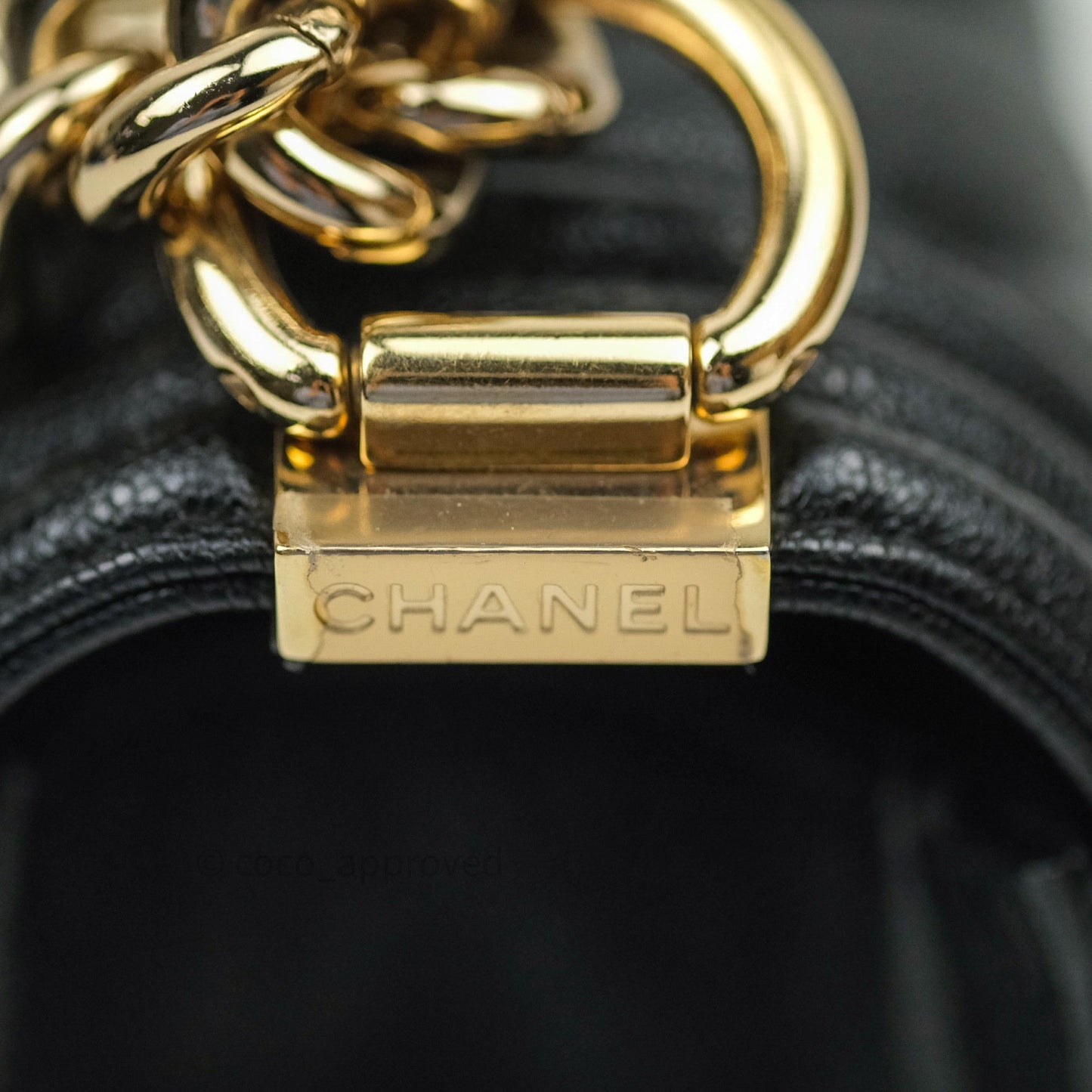 Chanel Boy Chevron Medium Black Caviar Gold Hardware
