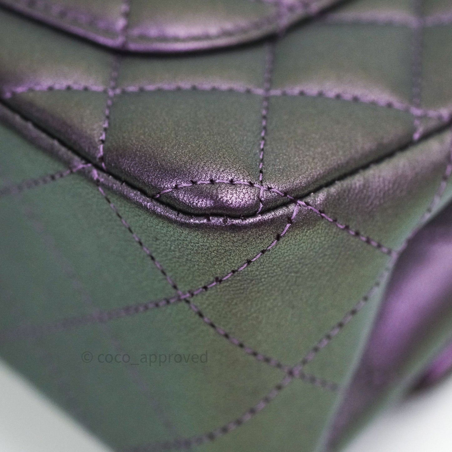 Chanel Quilted Mini Rectangular Iridescent Purple Dark Silver Hardware