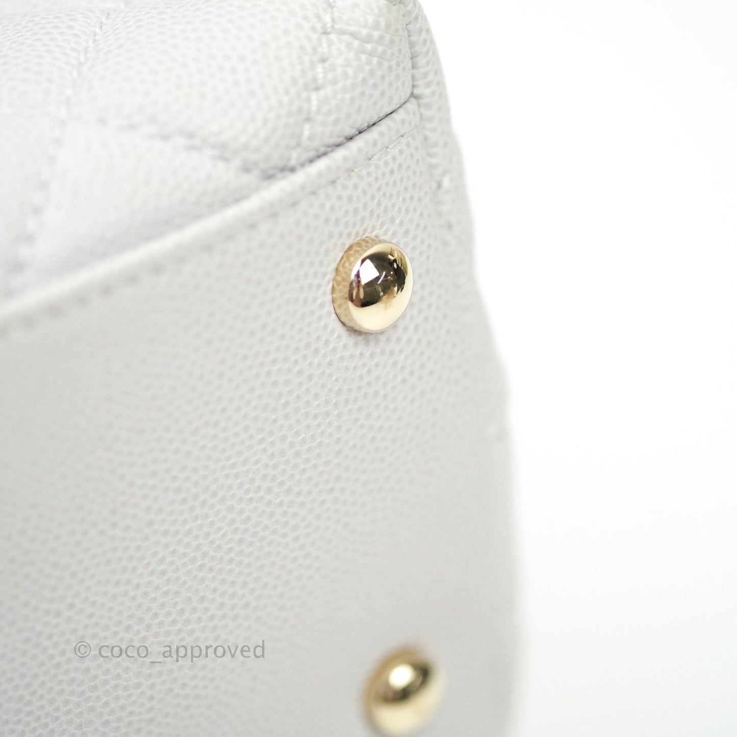 Chanel Small Coco Handle Quilted Light Grey Light Gold Hardware