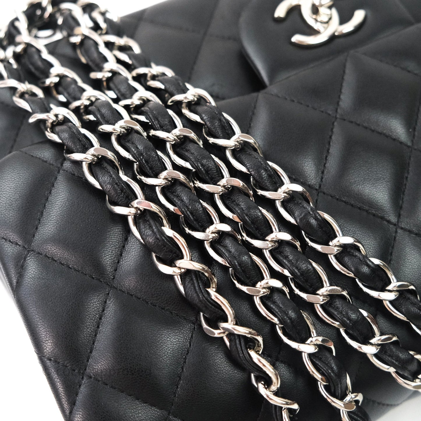 Chanel Jumbo Double Flap Black Lambskin Silver Hardware⁣⁣