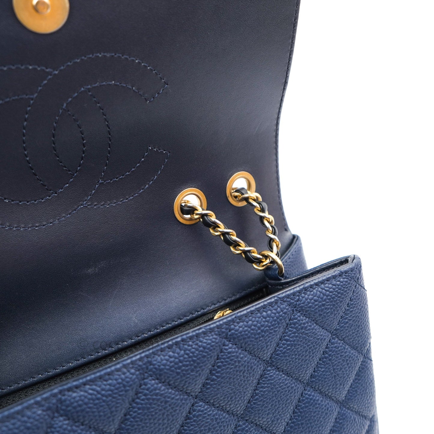 Chanel Caviar Quilted Small CC Filigree Flap Navy Black