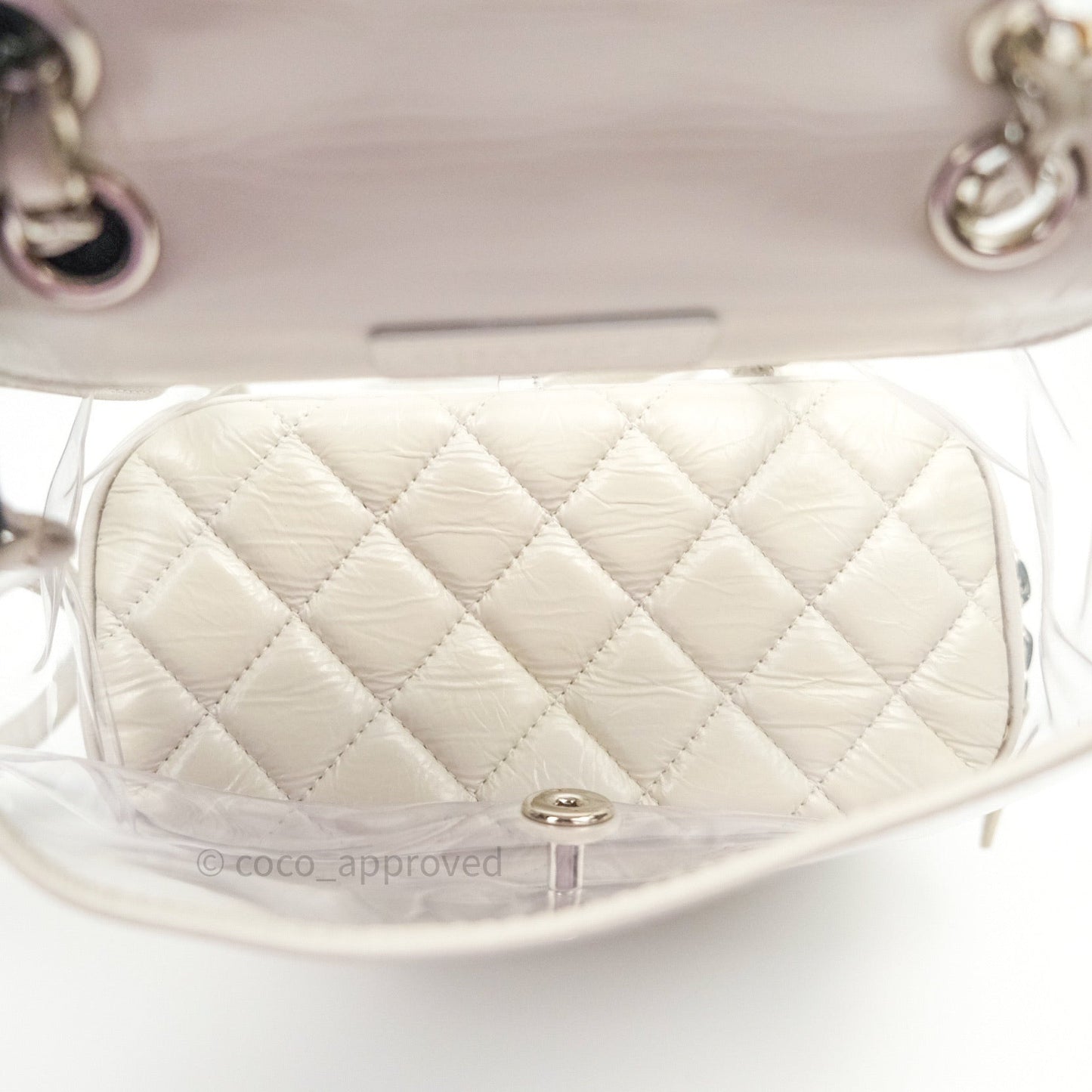 Chanel Crumpled Calfskin PVC Quilted Backpack White