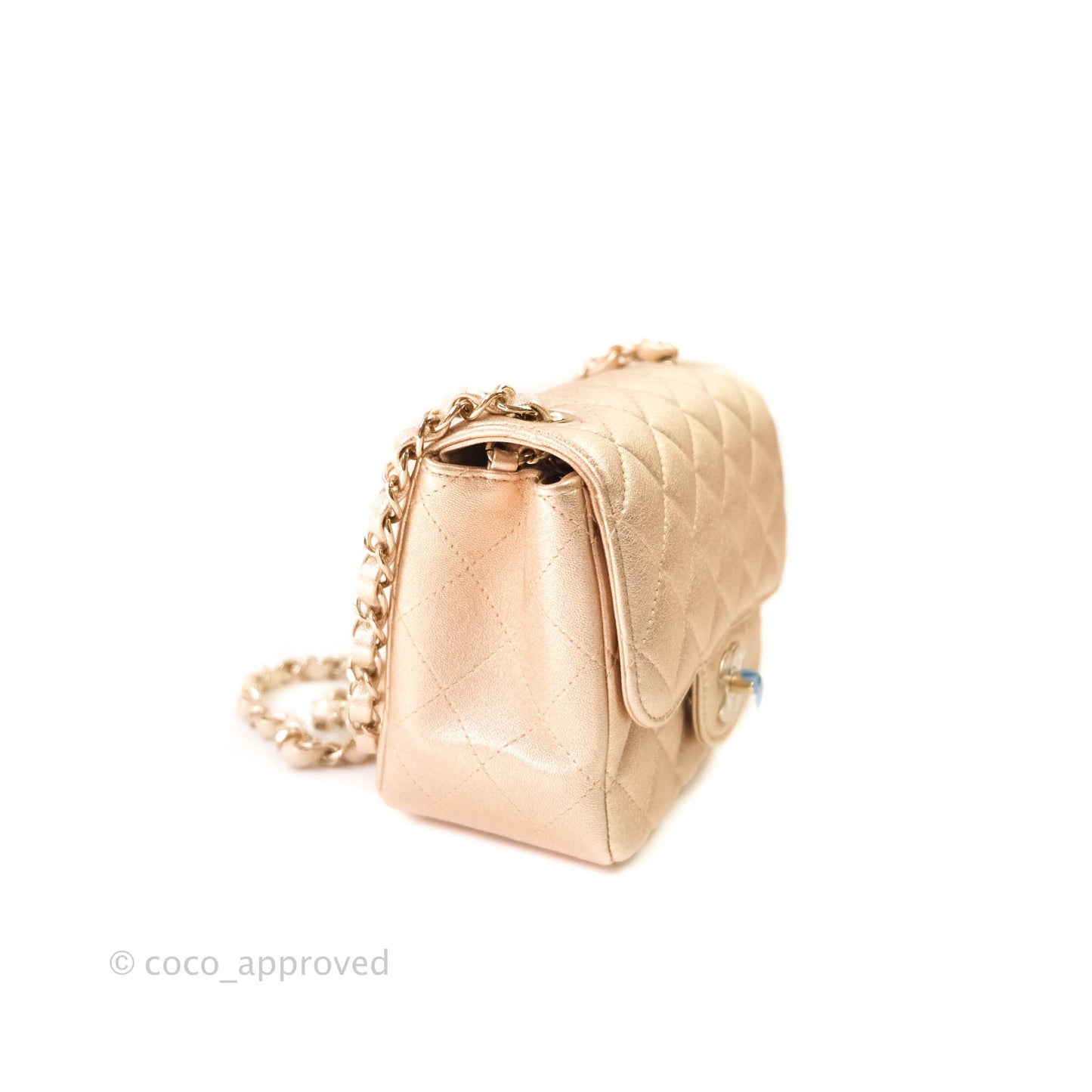 Chanel Quilted Mini Square Iridescent Gold Lambskin Gold Hardware 21P