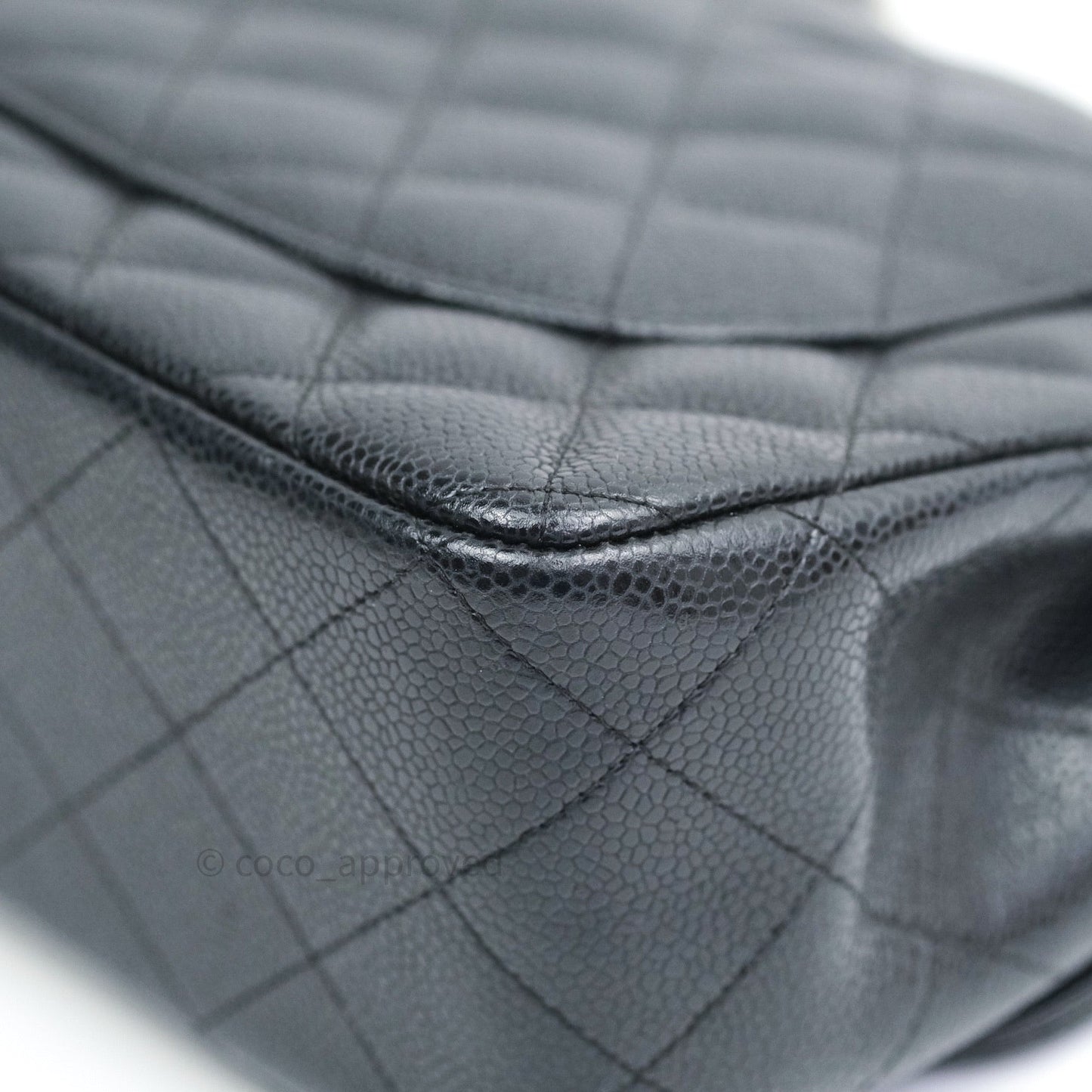 Chanel Caviar Quilted Jumbo Double Flap Black Silver Hardware