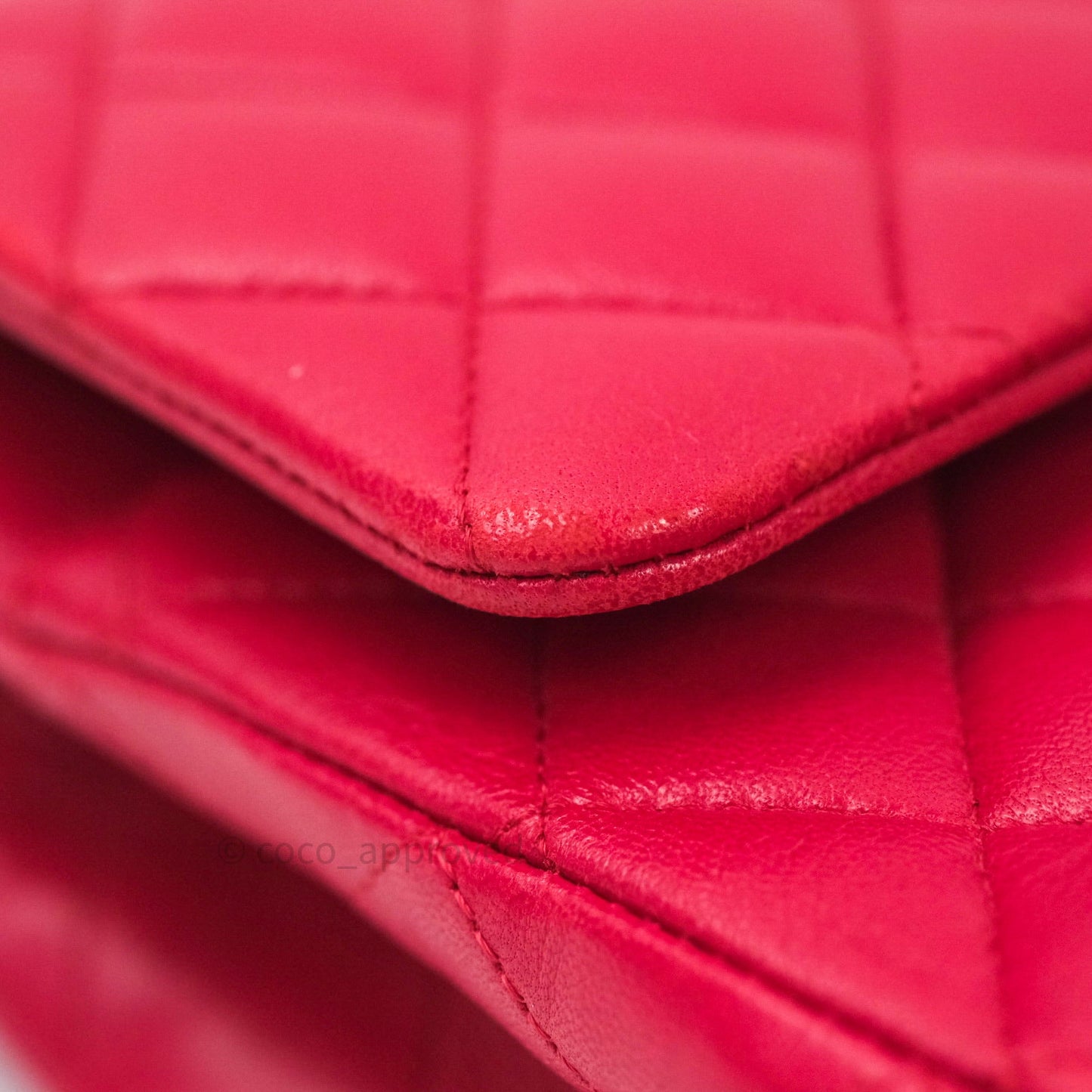 Chanel Classic M/L Lambskin Medium Double Flap Red Pink Silver Hardware