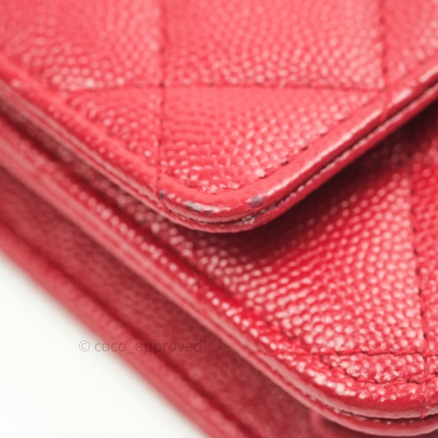 Chanel Quilted Wallet on Chain WOC Red Caviar Gold Hardware 17B