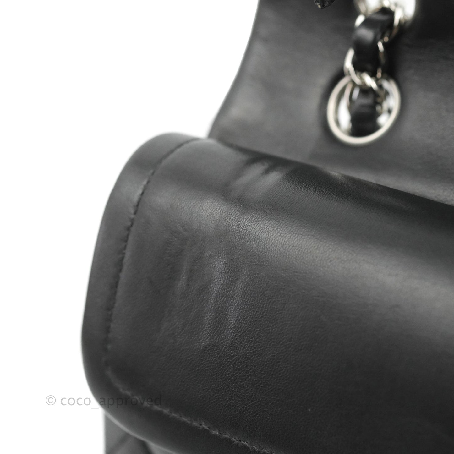 Chanel Classic M/L Medium Flap Quilted Black Lambskin Silver Hardware