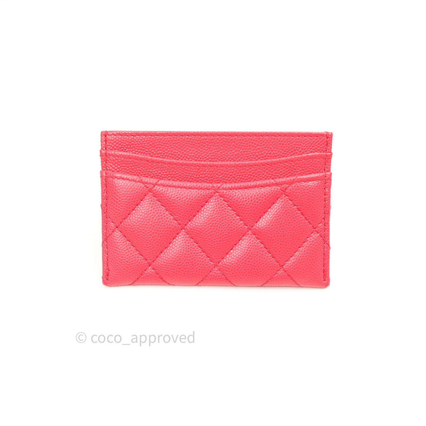 Chanel Quilted Classic Pink Caviar Silver Hardware Flat Card Holder