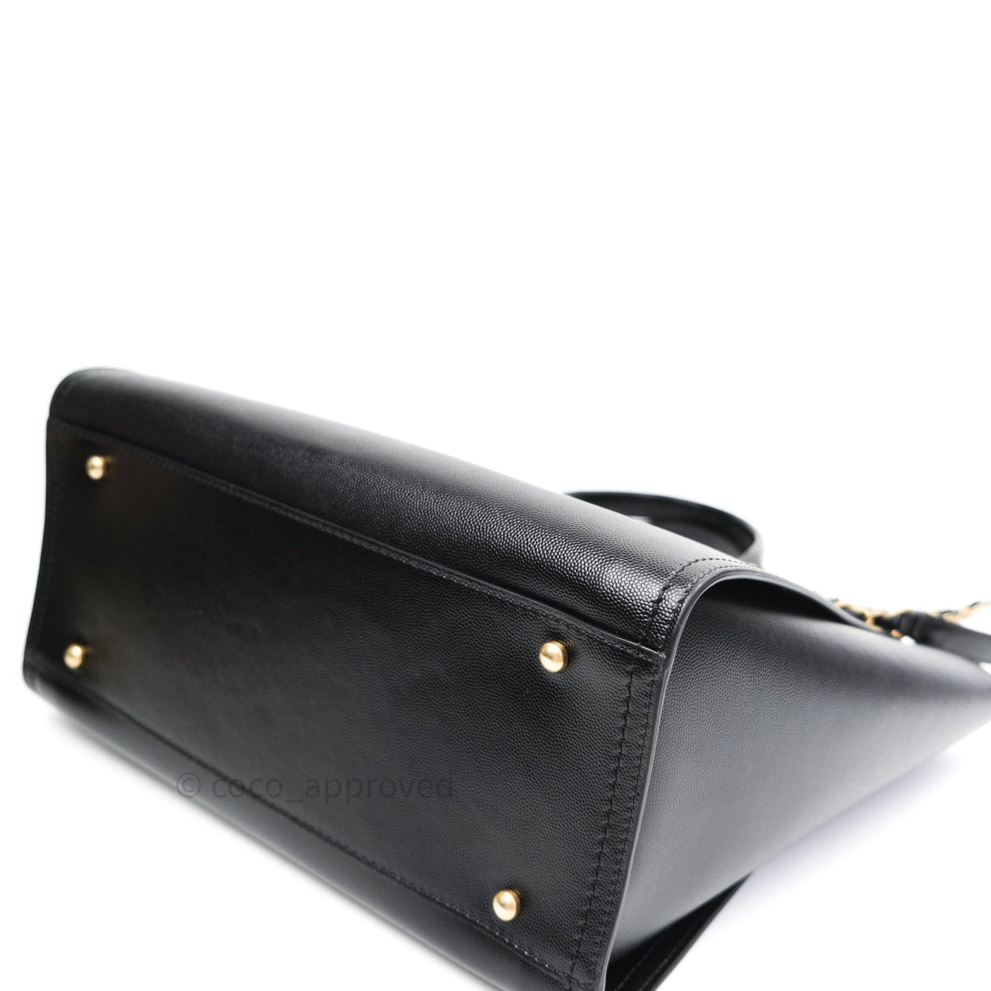 Chanel Small Studded Deauville Tote Black Caviar Gold Hardware