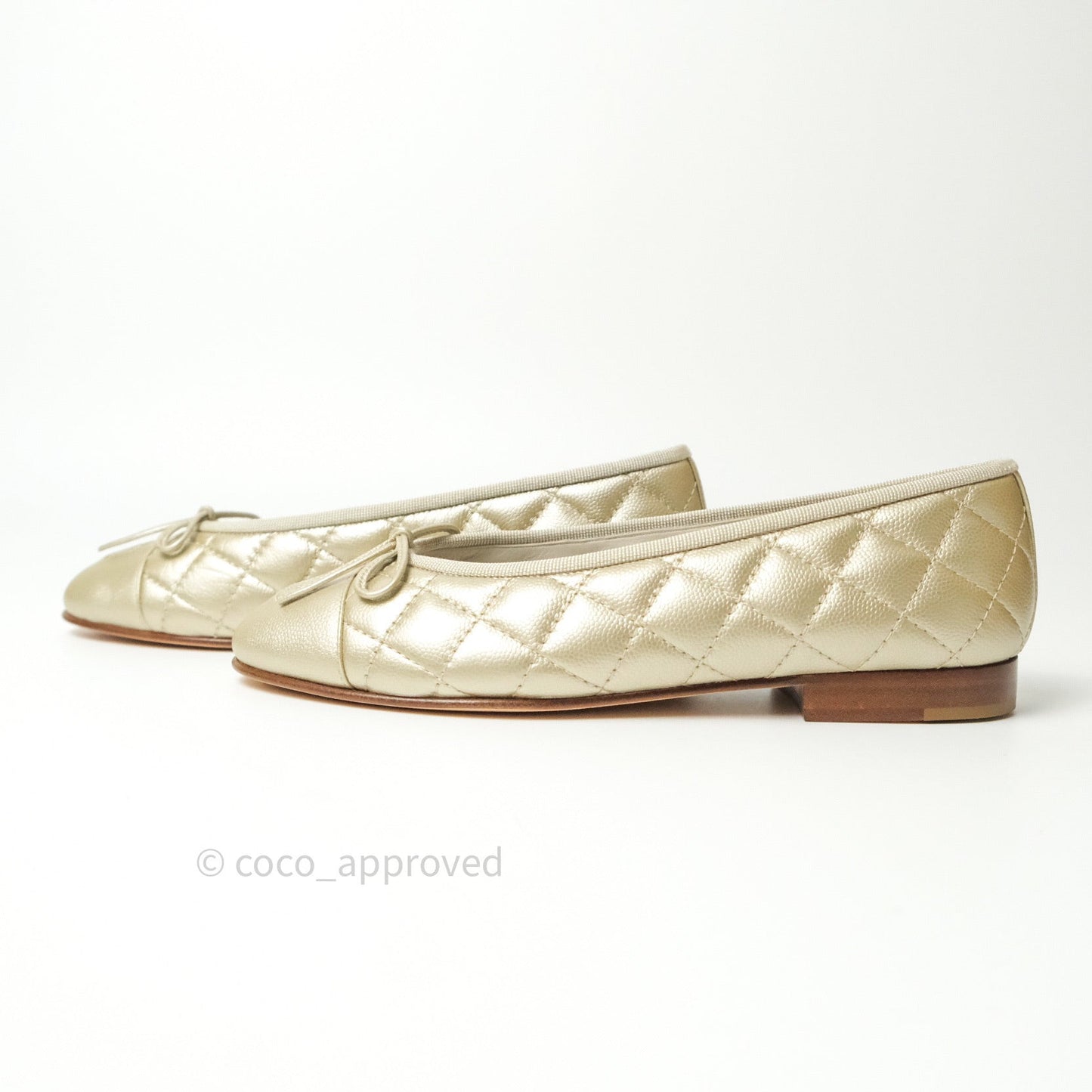 Chanel Ballerina CC Caviar Light Gold Size 36
