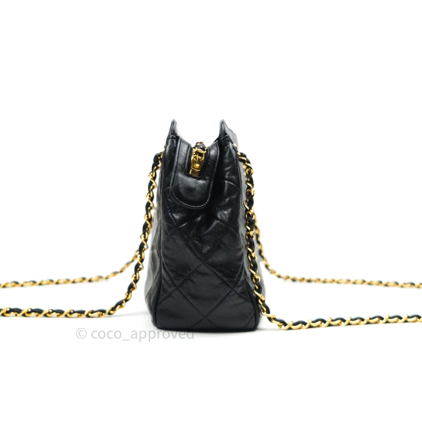 Chanel Black Quilted Lambskin Vintage Classic Camera Bag 24K Gold Hardware