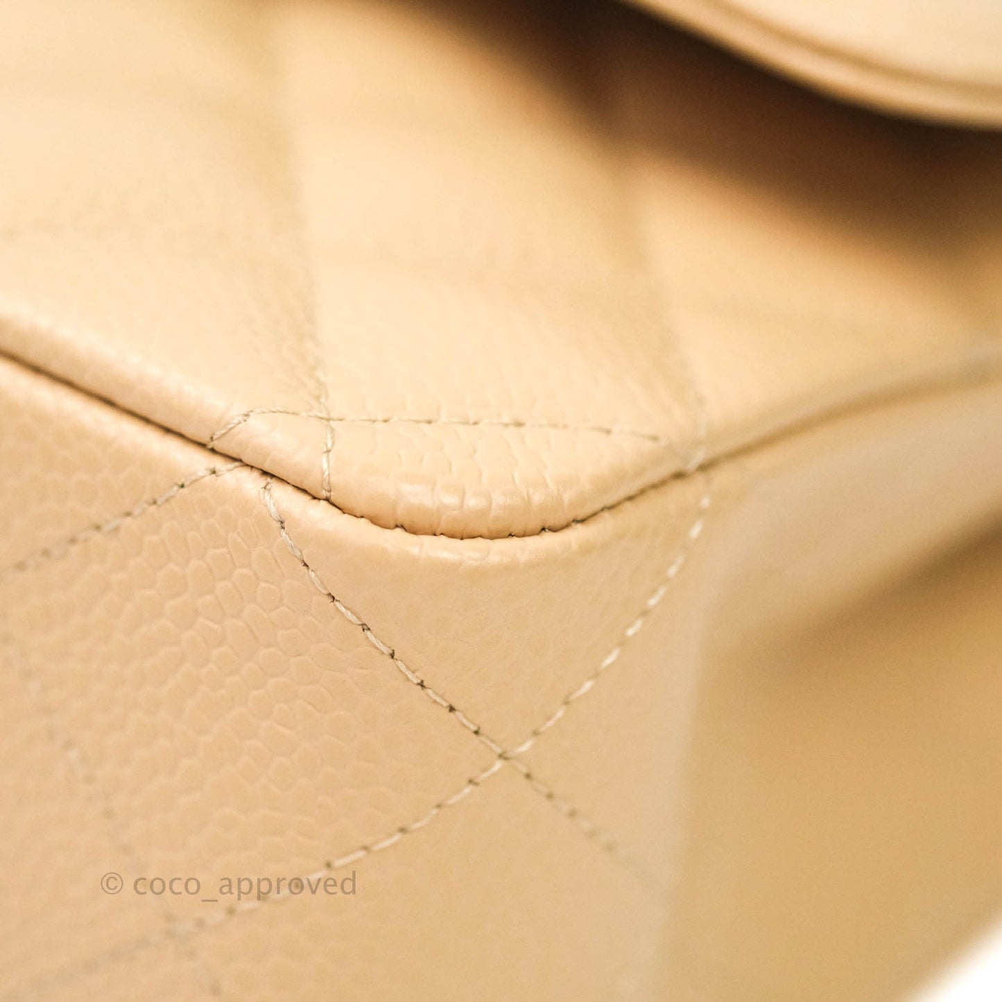 Chanel Classic M/L Medium Double Flap Bag Beige Caviar Gold Hardware