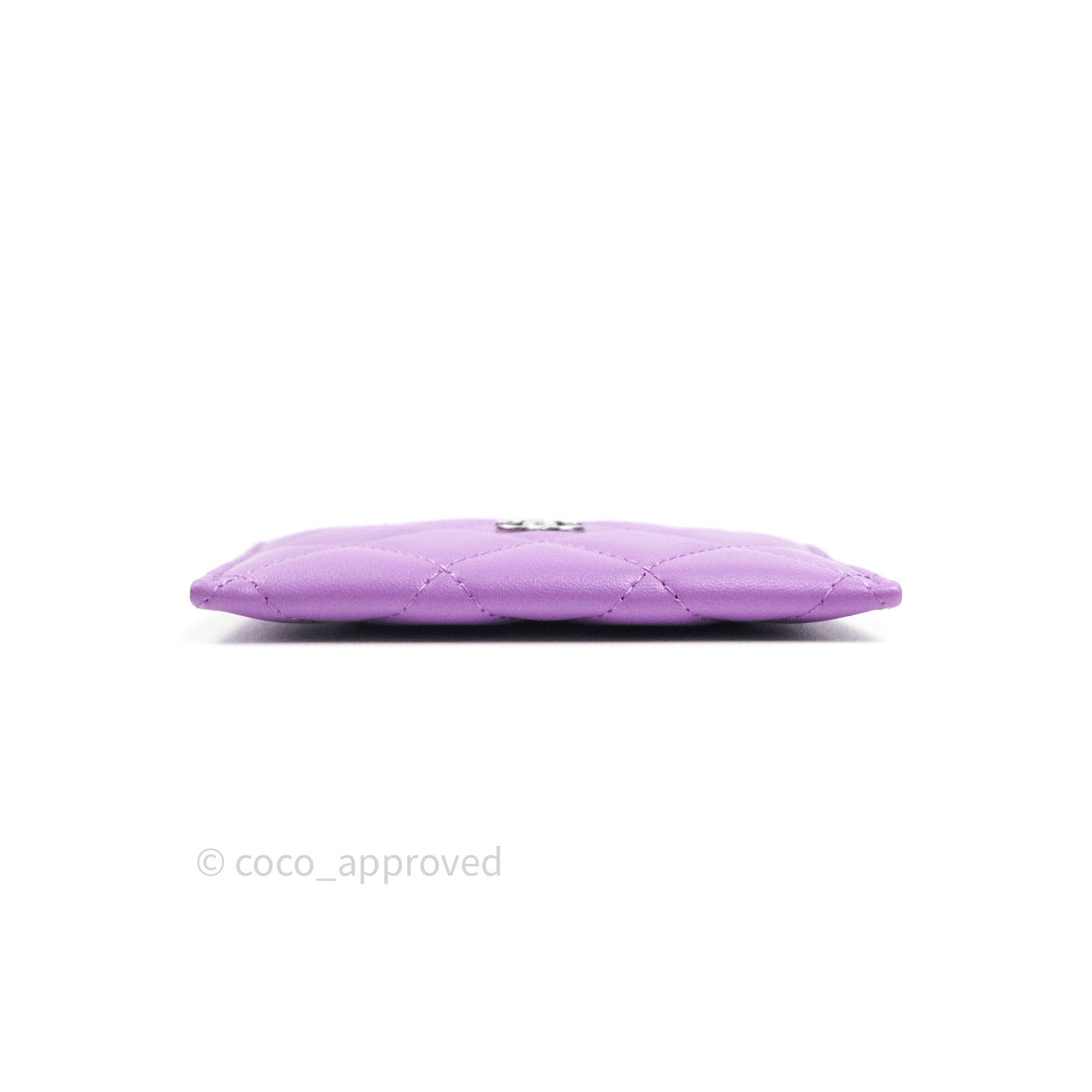 Chanel Quilted Classic Purple Lambskin Silver Hardware Flat Card Holder