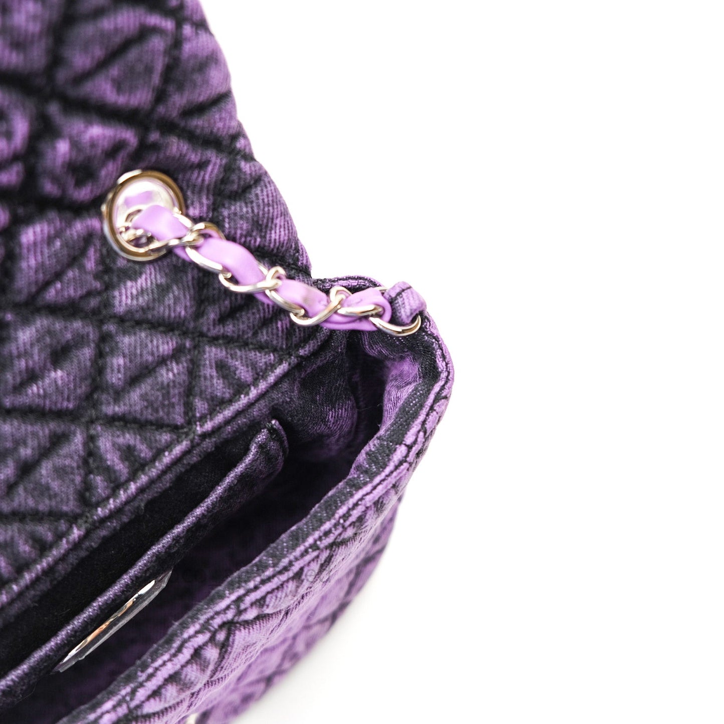 Chanel Denim Quilted Small Flap Purple Black