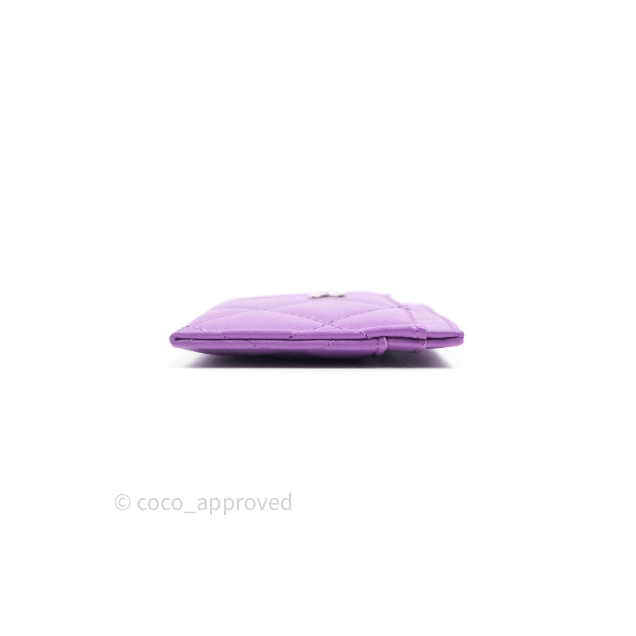Chanel Quilted Classic Purple Lambskin Silver Hardware Flat Card Holder