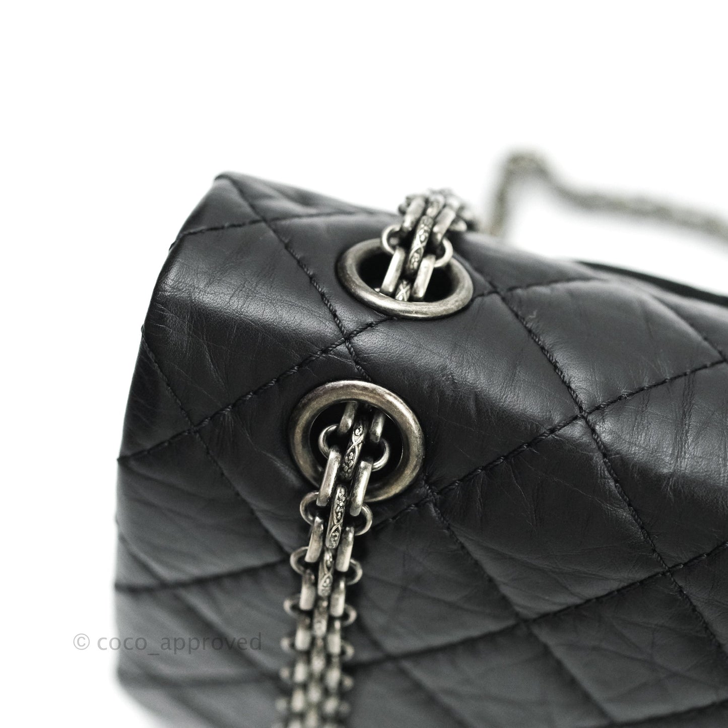 Chanel 2.55 Quilted Reissue 226 Black Aged Calfskin Ruthenium Hardware