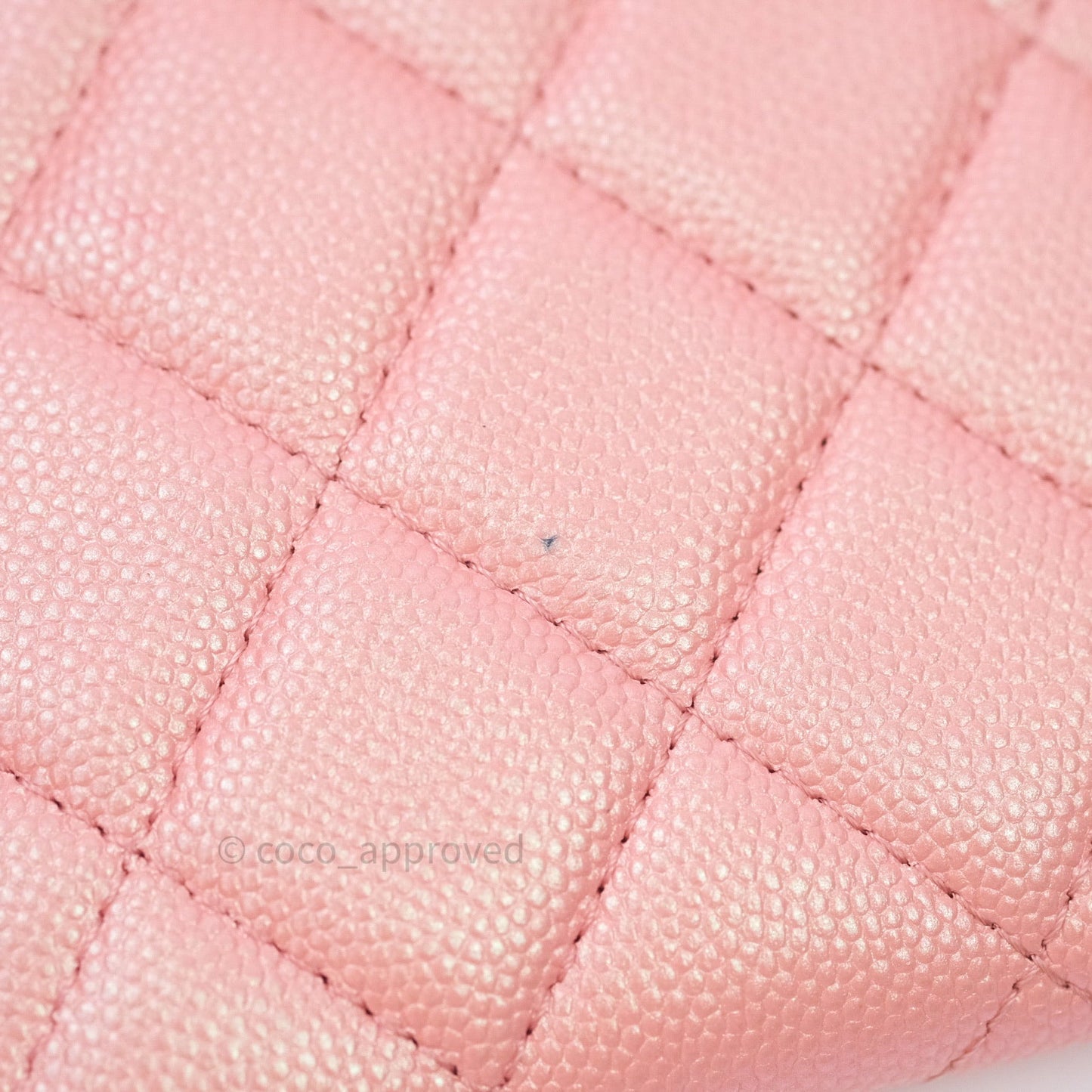 Chanel Iridescent Caviar O Case Phone Case Pouch Card Holder Pink Light Gold Hardware